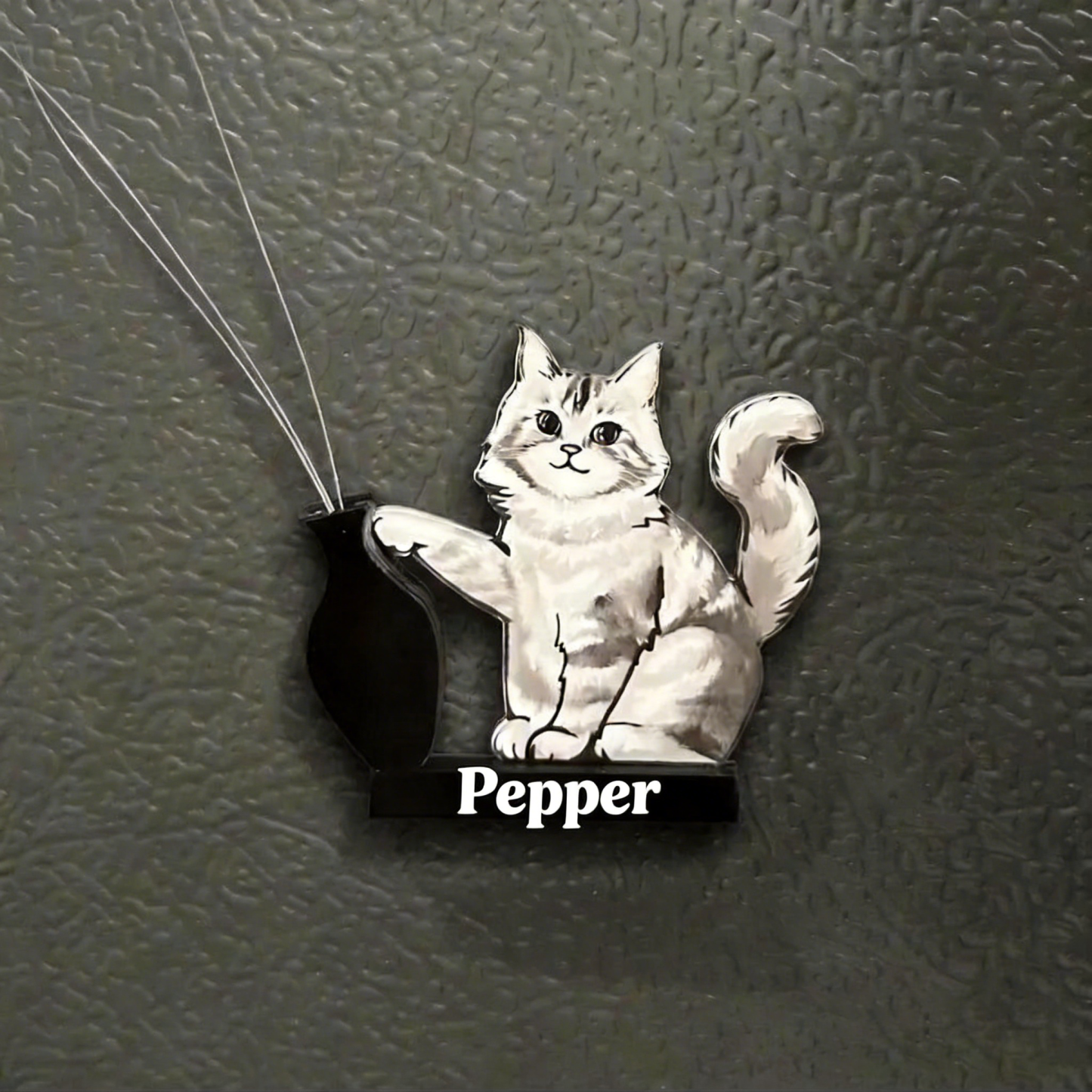 Handmade Cat Whisker Collector – Acrylic Magnetic Fridge Holder | Mini Keepsake, Pet Memorial Keepsake, Gift for Cat Lovers - CustWitAU