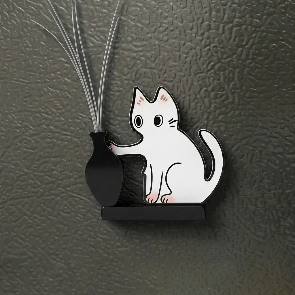Handmade Cat Whisker Collector – Acrylic Magnetic Fridge Holder | Mini Keepsake, Pet Memorial Keepsake, Gift for Cat Lovers - CustWitAU