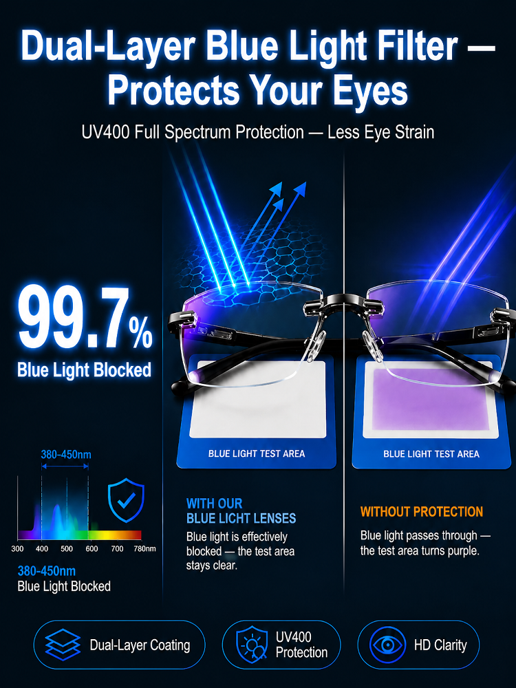 4-in-1 Auto-Adjusting Smart Glasses (Buy 1 Get 1 FREE) Photochromic UV400, Blue Light & 180° Bendable Frame