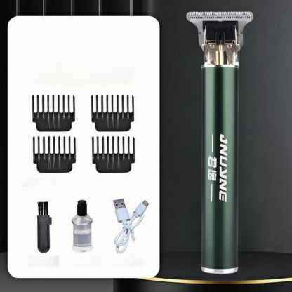 【Electric Sculpting Hair Clipper】 Sharp, snag-free stainless steel T-shaped blades, 55dB quiet and scalp-friendly, with four tooth types for precise scissor cuts and notches. 2-hour fast charge for 120 minutes of battery life, and removable, washable head