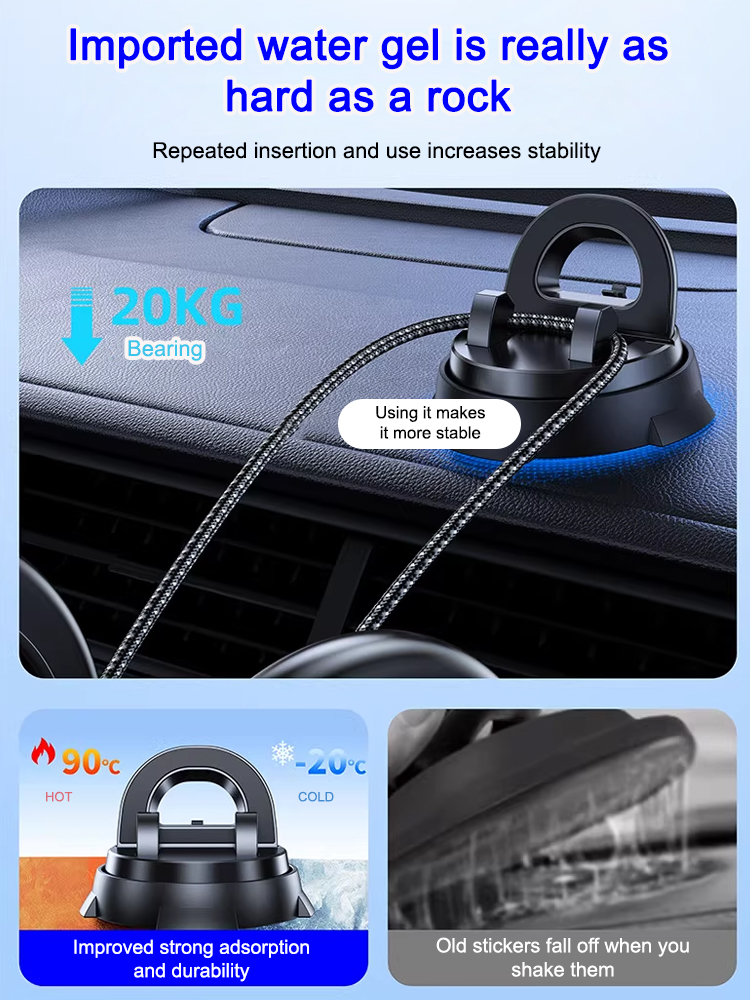 【360° Adjustable】Compatible with all phone models, specifically designed for bumpy roads, no installation required, reusable, and leaves no residue