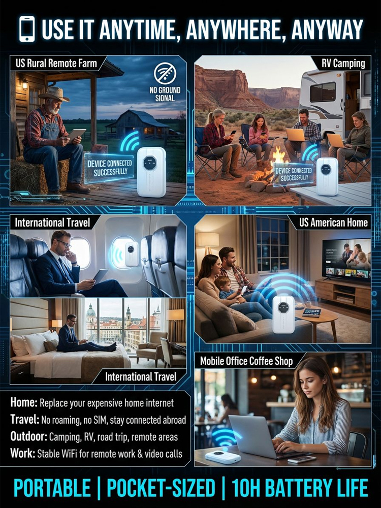 【💥Lifetime Free 5G Network】No contract required, no SIM card needed, zero extra fees. Connect instantly 🌐 and enjoy up to 500 Mbps network speed.