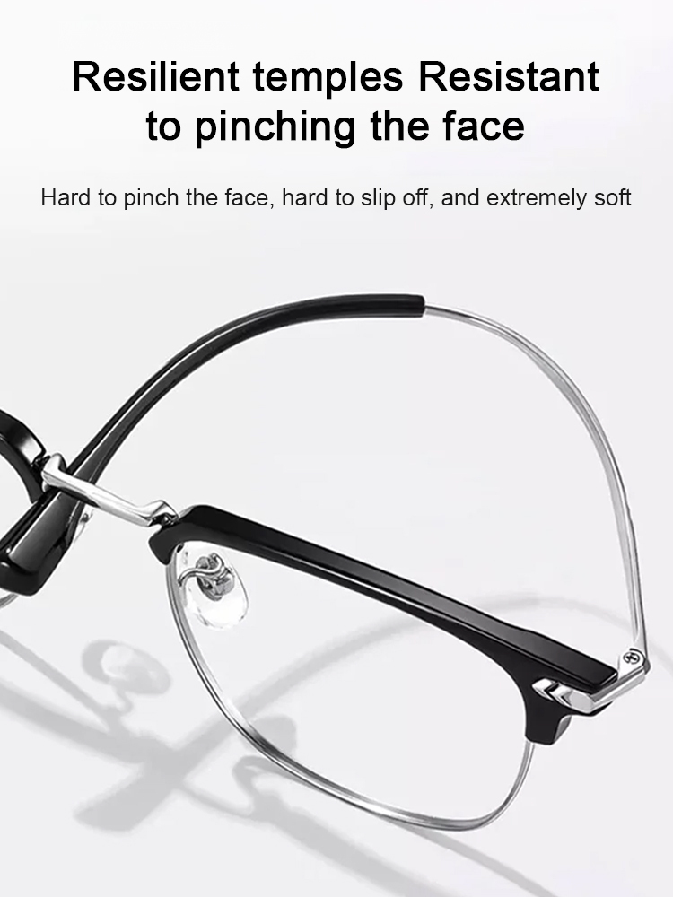 German smart zoom reading glasses, no prescription required, suitable for presbyopia and nearsightedness, no need to remove, for both near and far vision, with blue light protection.