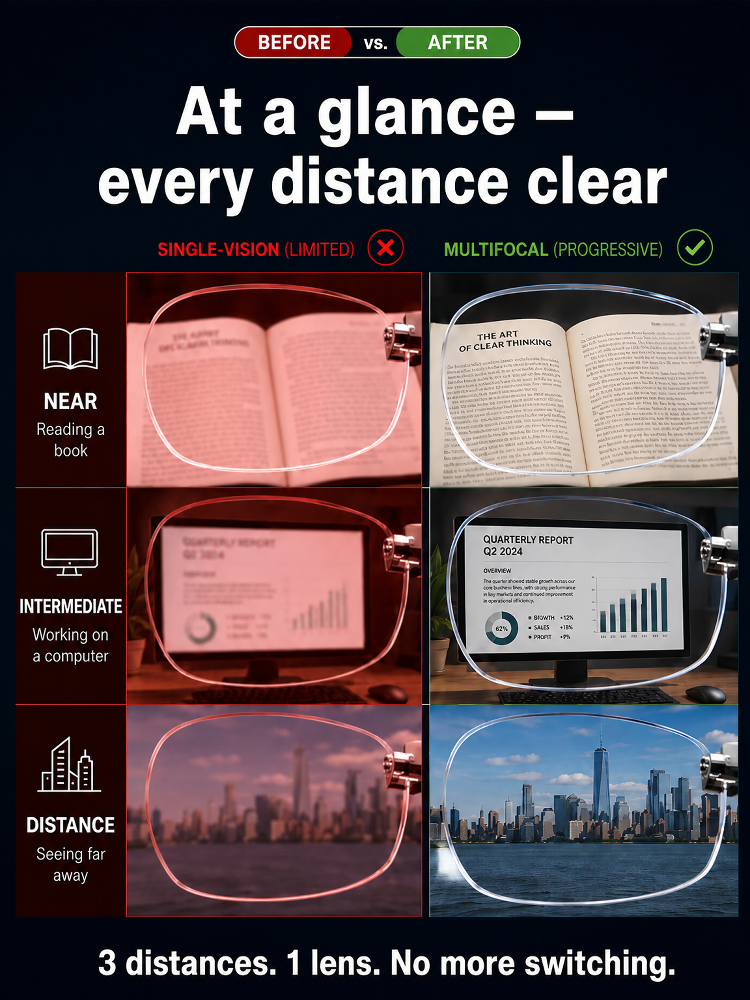 4-in-1 Auto-Adjusting Smart Glasses (Buy 1 Get 1 FREE) Photochromic UV400, Blue Light & 180° Bendable Frame