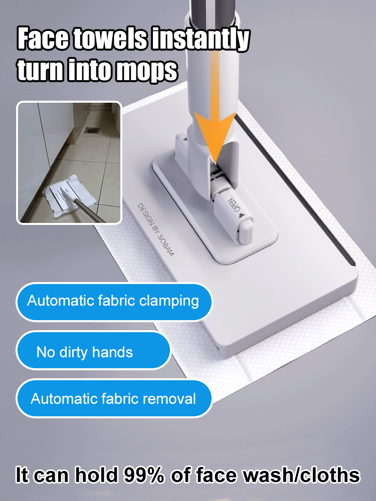 🔥🔥🔥Instantly transforms a face towel into a mop, automatically clamping and separating the fabric, accommodating 99.99% of face towels
