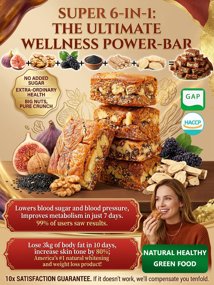 6-in-1 Fig and Walnut Health Cake, sugar-free and low-calorie, controls blood sugar, burns fat, and brightens skin