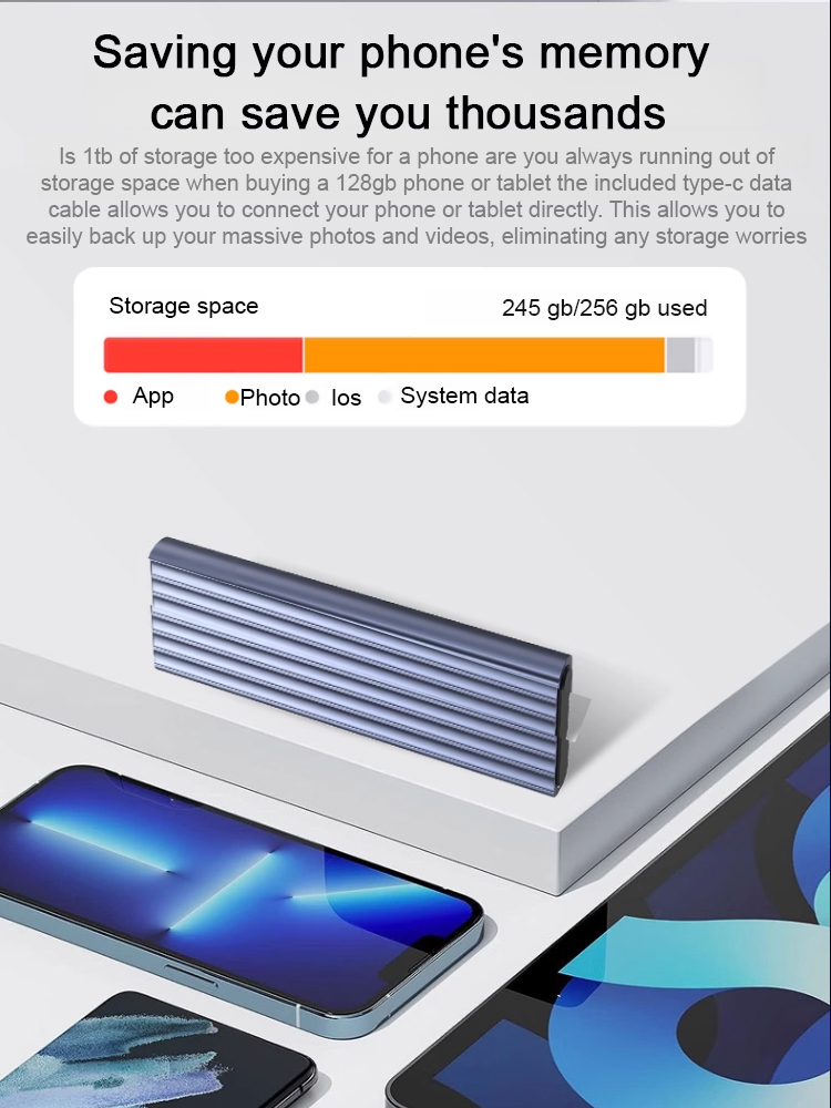 16TB Type-C Portable SSD: Universal for All Devices, 1GB/s Read Speed, Stable Storage Without Lag