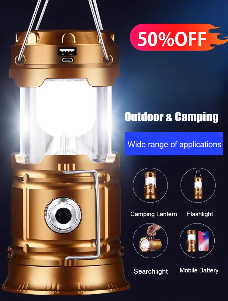 🔦💡Waterproof Multifunctional Solar Light⚡Outdoor Emergency Camping Light, Magnetic Handle, Flashlight, Power Bank, 3-in-1 Lighting Light