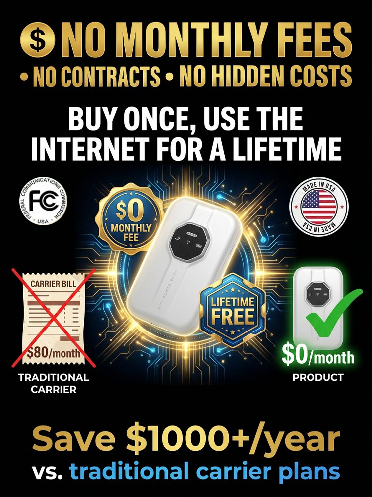 【💥Lifetime Free 5G Network】No contract required, no SIM card needed, zero extra fees. Connect instantly 🌐 and enjoy up to 500 Mbps network speed.