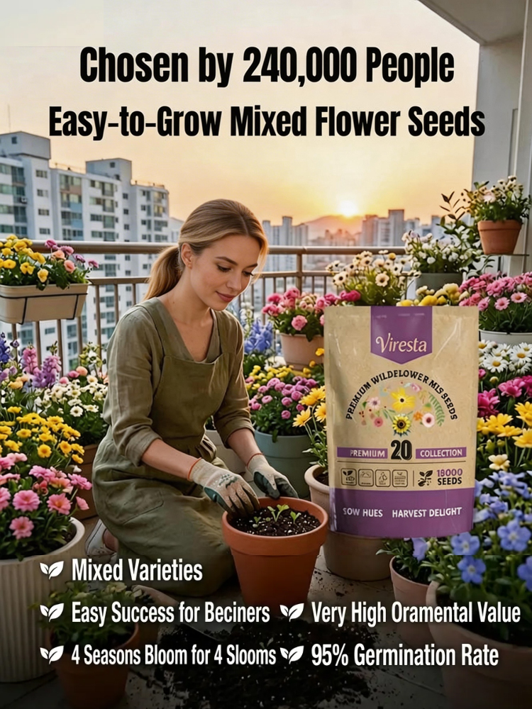 💐Plant flowers now🌸 and enjoy a sea of ​​blossoms all year round! ✅ 99.9% survival rate👍 No watering needed, no acclimatization period, plants grow instantly! ❄️ Cold-hardy down to -38°C☀️ Heat-resistant