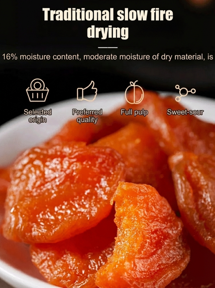 Seedless golden apricots from California's Central Valley are a pure, natural, healthy, and organic food, rich in nutrients and offering 13 major health benefits. The flesh is thick and has a sweet and sour taste.