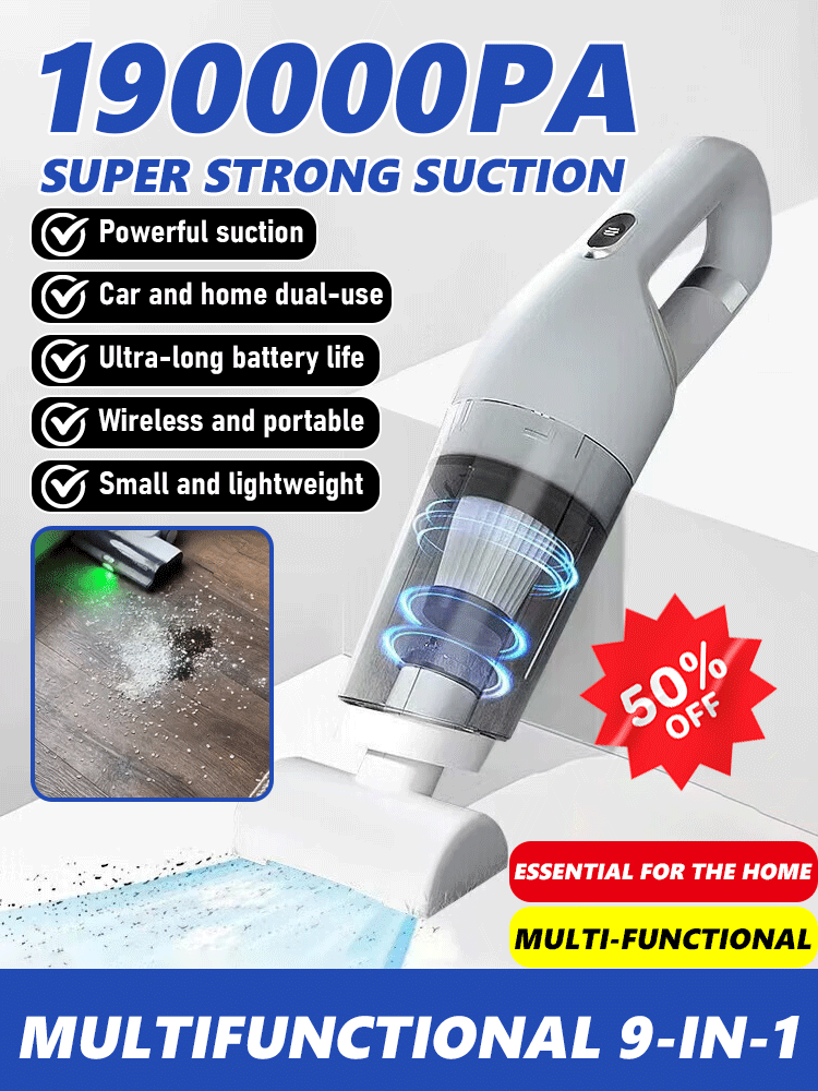 【👍Clean 200 square meters in 5 minutes】💥190,000PA super suction cordless vacuum cleaner, combining sweeping, dusting, and cleaning in one✅convenient for both car and home use.
