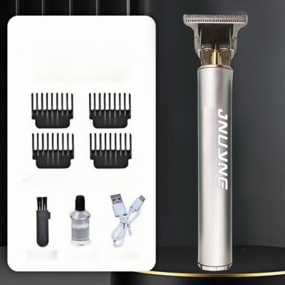【Electric Sculpting Hair Clipper】 Sharp, snag-free stainless steel T-shaped blades, 55dB quiet and scalp-friendly, with four tooth types for precise scissor cuts and notches. 2-hour fast charge for 120 minutes of battery life, and removable, washable head