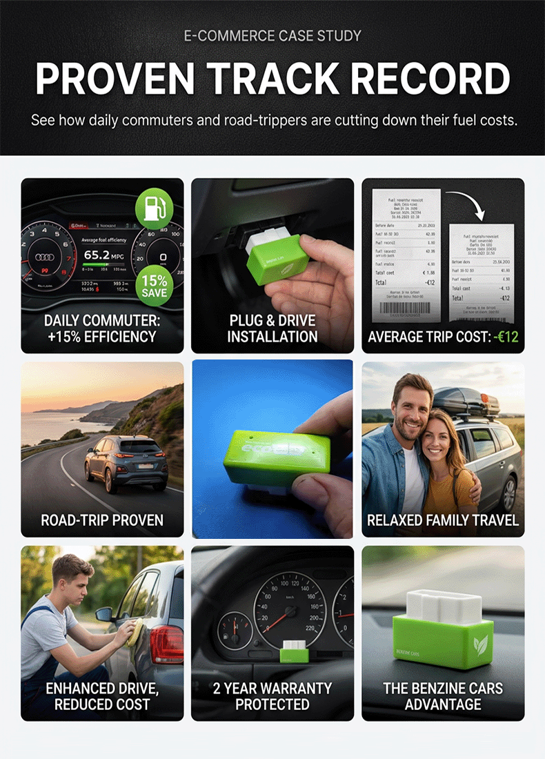 【Save up to 40% on fuel costs】Works with all vehicles, plug and play, effective in 30 seconds, 100% compliant and legal. Unleash powerful acceleration and save fuel in real time. Compatible with all cars, SUVs, trucks, and diesel vehicles.