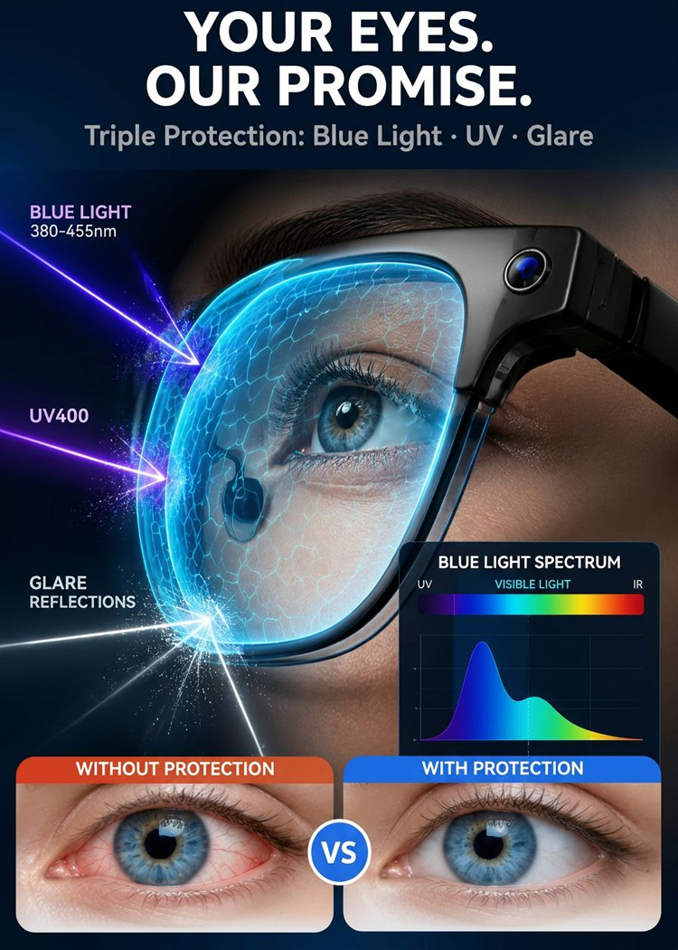 Titanium AI Smart Glasses 4K Ultra-HD Adaptive Autofokus, Photochromic UV400 & AR Navigation