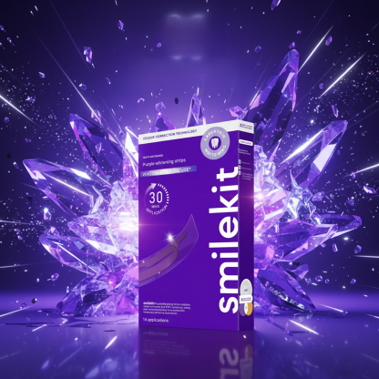 Purple teeth whitening strips, effectively whitens teeth in 3 days with light-based whitening technology, medical-grade cold light whitening, powerfully removes tea, tobacco, and coffee stains.