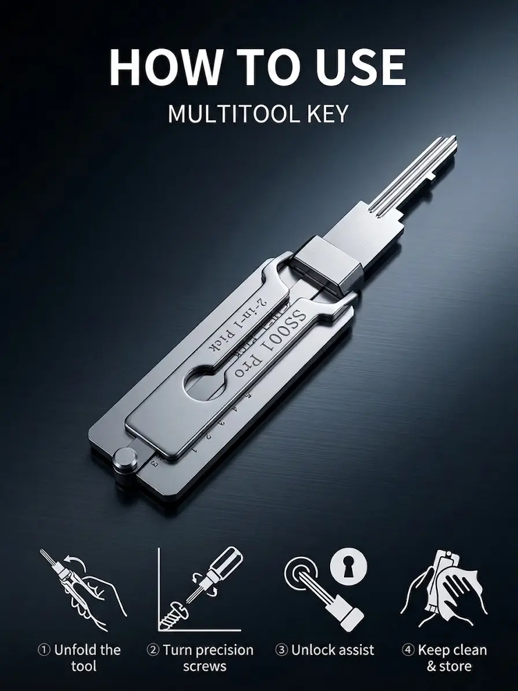 Military-grade stainless steel lock picking tools; open all locks in 30 seconds, no need to hire a professional, durable for 30 years without rust, 10-year warranty.