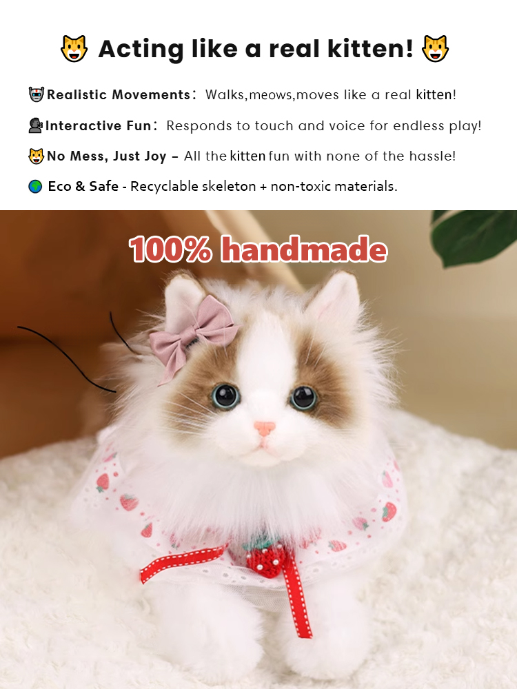 🎁🎁🎁【AI Smart Toy】The best gift for children, with built-in voice response and walking mode, short plush feels as soft as a cloud, built-in safe battery