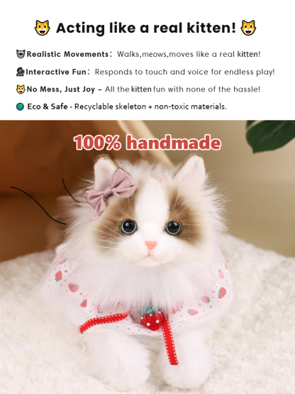 🎁🎁🎁【AI Smart Toy】The best gift for children, with built-in voice response and walking mode, short plush feels as soft as a cloud, built-in safe battery