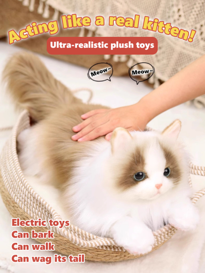 🎁🎁🎁【AI Smart Toy】The best gift for children, with built-in voice response and walking mode, short plush feels as soft as a cloud, built-in safe battery