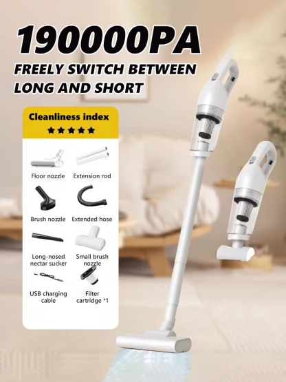 【👍Clean 200 square meters in 5 minutes】💥190,000PA super suction cordless vacuum cleaner, combining sweeping, dusting, and cleaning in one✅convenient for both car and home use.