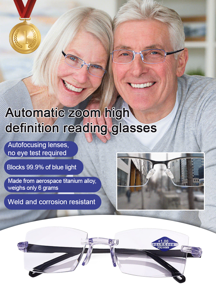 👓👓👓100°-700° auto-zoom reading glasses: a perfect pair for both near and far vision.