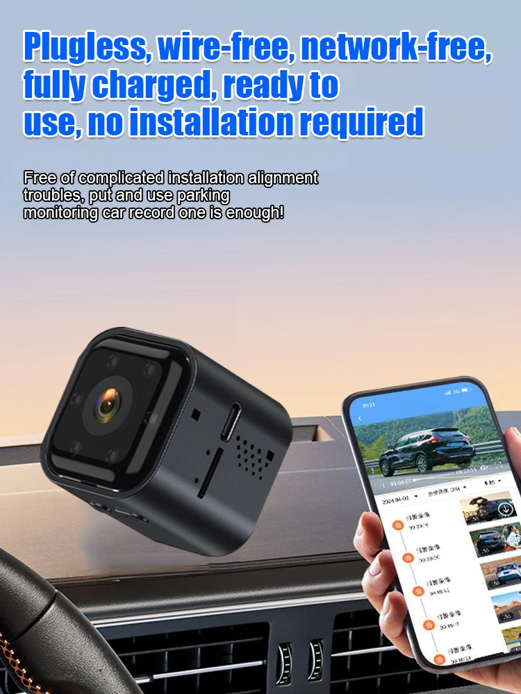 No power, wiring, installation, or internet required. Features include 1080P HD, 6-8 meter infrared night vision, AI-powered person detection, smart alarm, two-way voice, 900-day standby time, and remote mobile streaming.