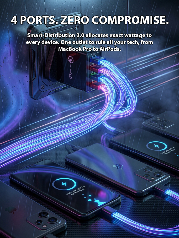 No more fighting for hotel outlets! 🔌 Heading on a city getaway or family vacation? Keep everyone's devices at 100% with our outstanding four-port travel charger! 📱🎧