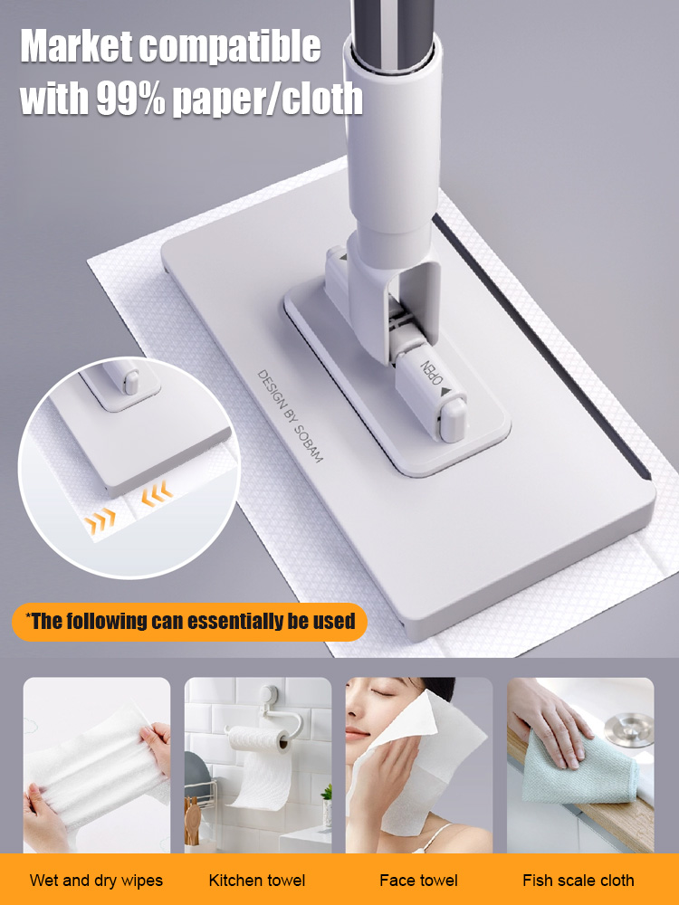 🔥🔥🔥Instantly transforms a face towel into a mop, automatically clamping and separating the fabric, accommodating 99.99% of face towels