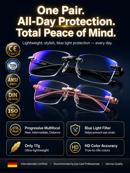 4-in-1 Auto-Adjusting Smart Glasses (Buy 1 Get 1 FREE) Photochromic UV400, Blue Light & 180° Bendable Frame