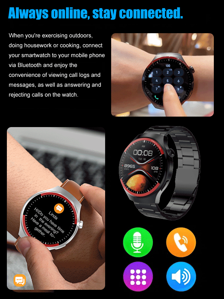 【Space Exploration Round Screen Smartwatch]】Bluetooth calling and real-time messaging, 1.62-inch HD screen, 24/7 health monitoring, multiple sports modes, and exceptionally waterproof