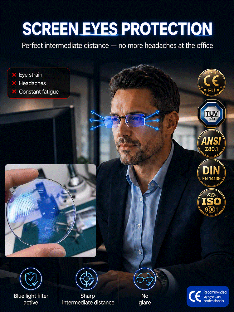 4-in-1 Auto-Adjusting Smart Glasses (Buy 1 Get 1 FREE) Photochromic UV400, Blue Light & 180° Bendable Frame