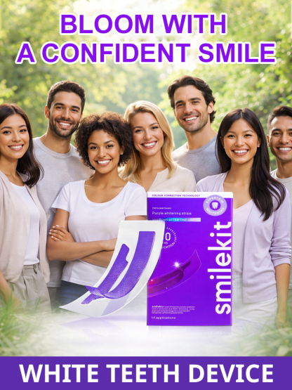 Purple teeth whitening strips, effectively whitens teeth in 3 days with light-based whitening technology, medical-grade cold light whitening, powerfully removes tea, tobacco, and coffee stains.