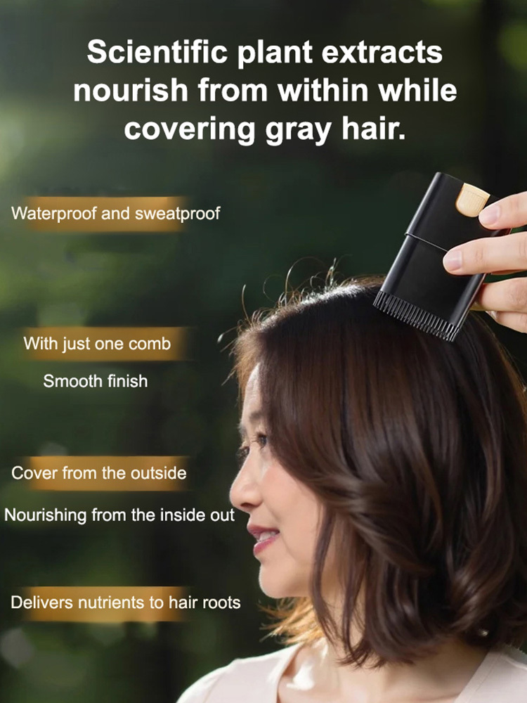 【⚡️Quick color touch-up】 Cover gray hair in 1 second, say goodbye to the embarrassing gray hair period, look 10 years younger, no color fading during swimming, plant formula does not damage hair