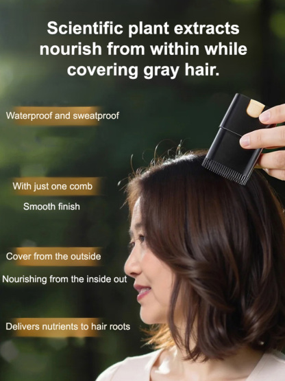 【⚡️Quick color touch-up】 Cover gray hair in 1 second, say goodbye to the embarrassing gray hair period, look 10 years younger, no color fading during swimming, plant formula does not damage hair