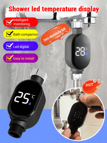 【⚡No electricity required all year round】LED real-time temperature display🔴Fully waterproof and leak-proof for enhanced safety, compatible with all faucet models✅😊Reaches 38°C in 3 seconds, adjustable up to 100°C