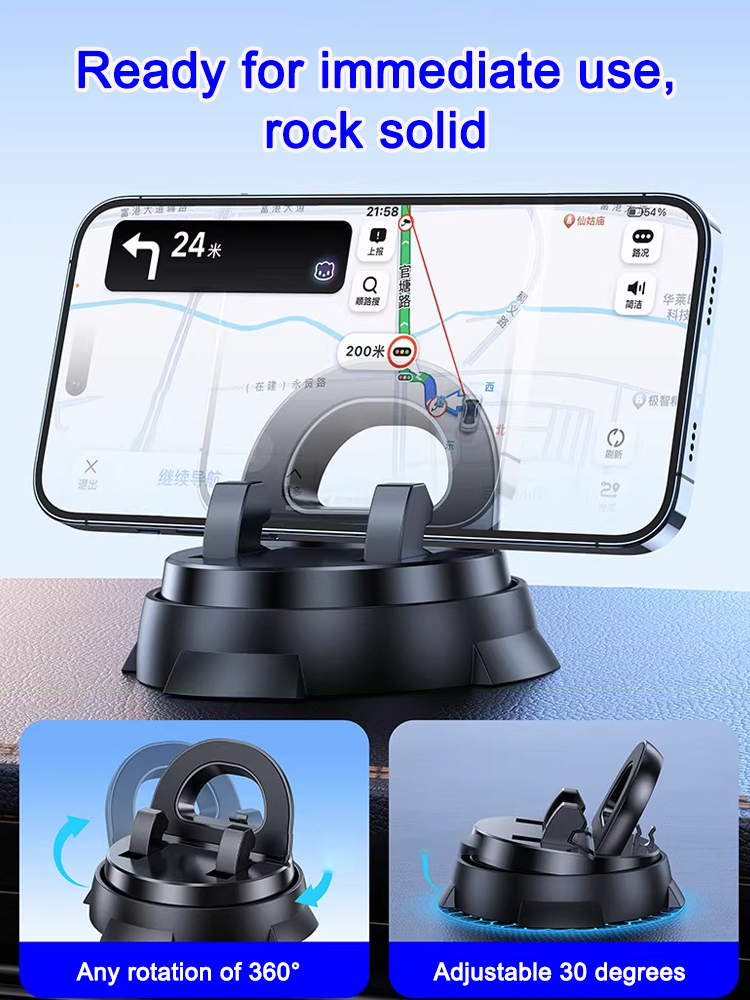 【360° Adjustable】Compatible with all phone models, specifically designed for bumpy roads, no installation required, reusable, and leaves no residue