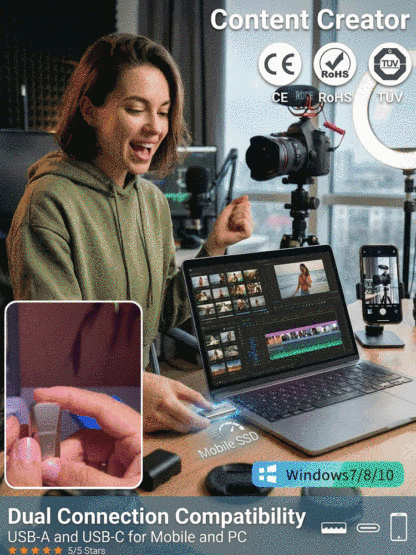 ⚡64TB Ultra-High-Speed ​​High-Capacity Portable Solid State Drive✅USB 3.2 + Type-C Dual Interfaces📱Compatible with Multiple Devices and Systems⚡4K Video Transfer Speeds Up to 550MB/s, German Imported Zinc Alloy Shell, Waterproof and Shockproof