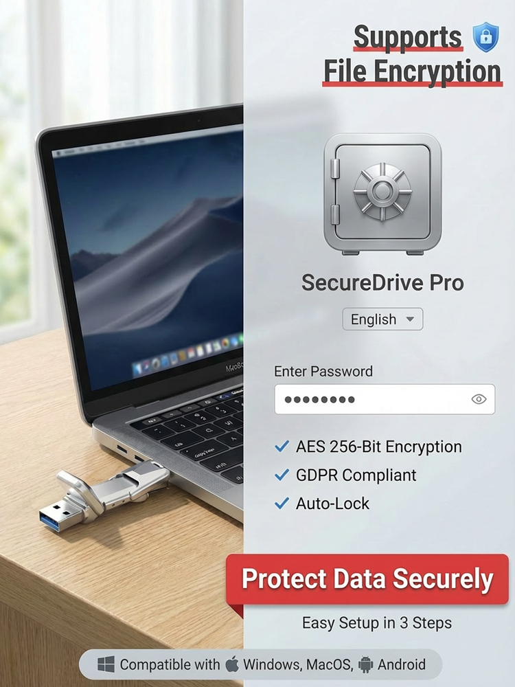 ⚡64TB Ultra-High-Speed ​​High-Capacity Portable Solid State Drive✅USB 3.2 + Type-C Dual Interfaces📱Compatible with Multiple Devices and Systems⚡4K Video Transfer Speeds Up to 550MB/s, German Imported Zinc Alloy Shell, Waterproof and Shockproof