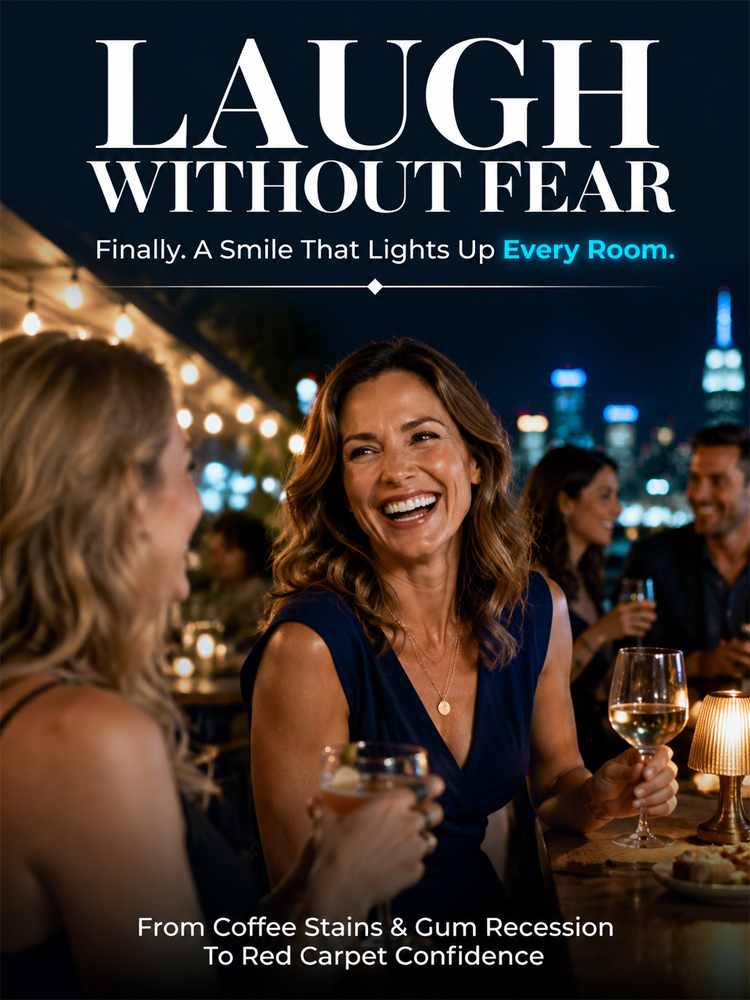 Erases away 10 years of old yellow stains. Seals unsightly gaps between teeth. Regain the youthful appearance of your 20s. Say goodbye to sensitivity and pain. Teeth as strong as iron.