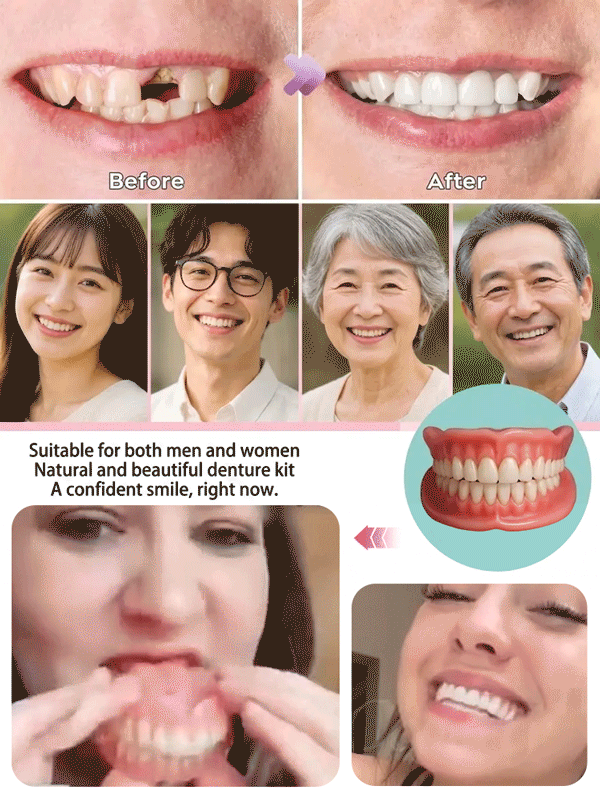 🔬 Obtenez instantanément un « sourire hollywoodien » parfait en une seule seconde ! Dites adieu aux implants dentaires coûteux et douloureux. Moulées à l'eau chaude pour un ajustement sur mesure — confortables et faciles à porter, même pour les personnes