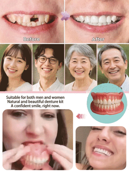 🔬 Obtenez instantanément un « sourire hollywoodien » parfait en une seule seconde ! Dites adieu aux implants dentaires coûteux et douloureux. Moulées à l'eau chaude pour un ajustement sur mesure — confortables et faciles à porter, même pour les personnes