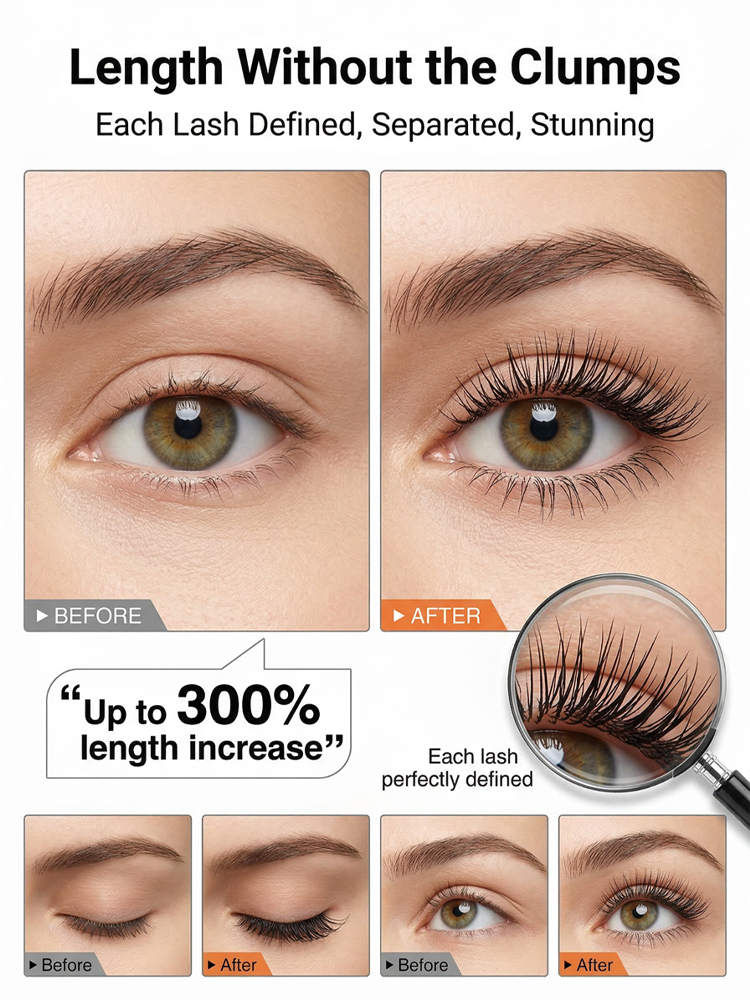 Waterproof, well-defined, naturally voluminous mascara