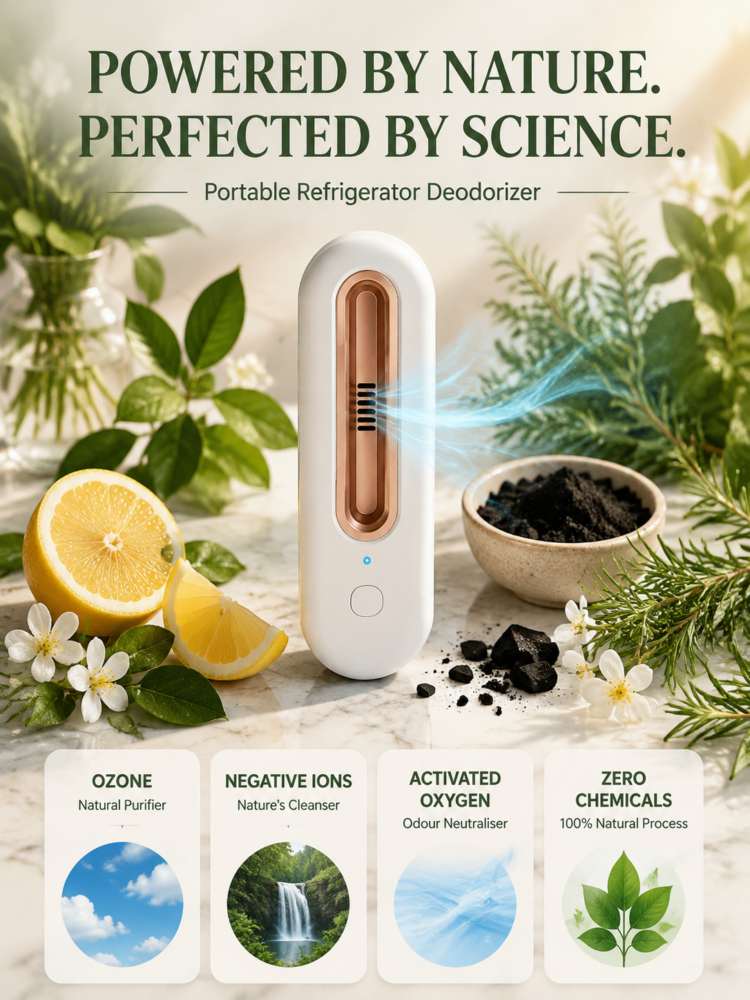 🚀 Active Oxygen Deodorizer: 1 click to double freshness, No more smelly fridge!