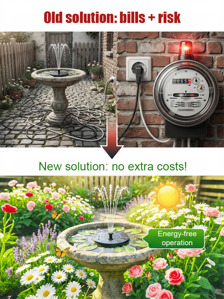 Say Goodbye to Electricity Bills! Zero Wiring! Transform Your Garden into a Private Oasis! Simply Add Water for Instant Spraying! This Fountain Instantly Attracts Beautiful Birds!