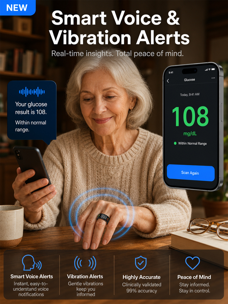 👨‍⚕️【Cutting-Edge Silicon Valley Technology】Say Goodbye to Needle Pain! Precise 24/7 Monitoring: A single smart ring tracks your blood pressure and blood sugar trends. Your personal health manager worth millions! 💎