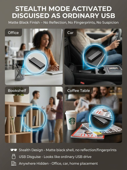 [300-hour battery life] One-click hidden voice recorder