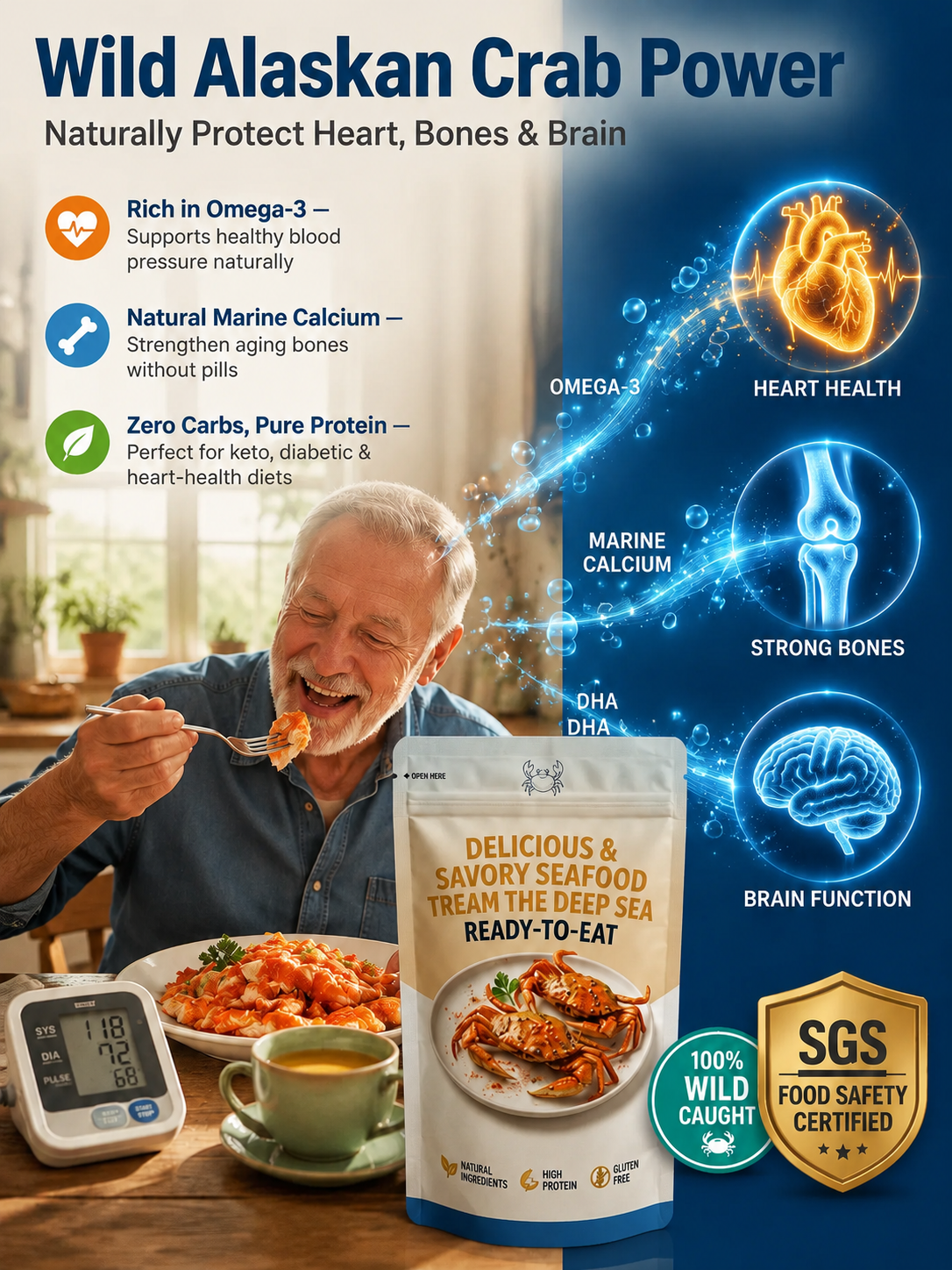🚀 Geographic-Origin Crab: 1-bite to instant cellular vitality, No more fake seafood!