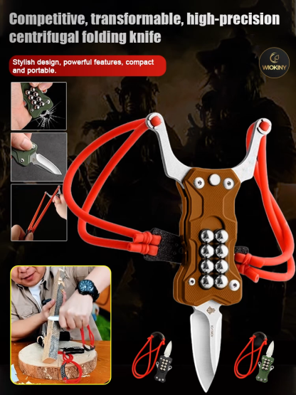 💝💝 Portable outdoor folding knife, featuring special Japanese rubber bands, remains durable even after 8000 shots. Experience its penetrating power; fearless even through 1mm thick steel plates!