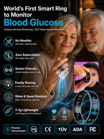 👨‍⚕️【Cutting-Edge Silicon Valley Technology】Say Goodbye to Needle Pain! Precise 24/7 Monitoring: A single smart ring tracks your blood pressure and blood sugar trends. Your personal health manager worth millions! 💎